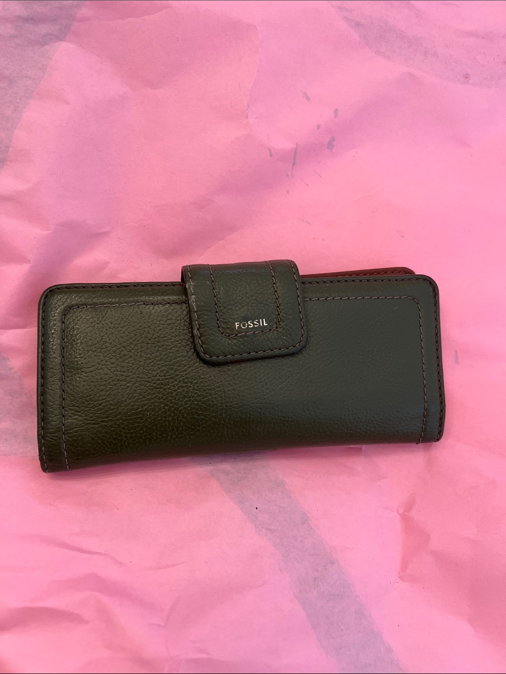 Fossil Dark Brown Leather Women's Long Snap Card Holder